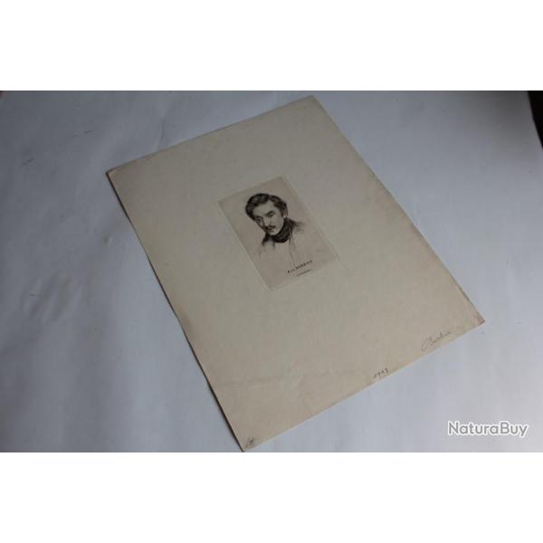 Gravure Pointe sche Marcellin DESBOUTIN Portrait Henri-Auguste Barbier