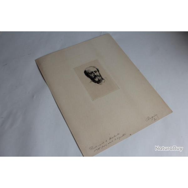 Gravure Pointe sche Marcellin DESBOUTIN Portrait mile Augier