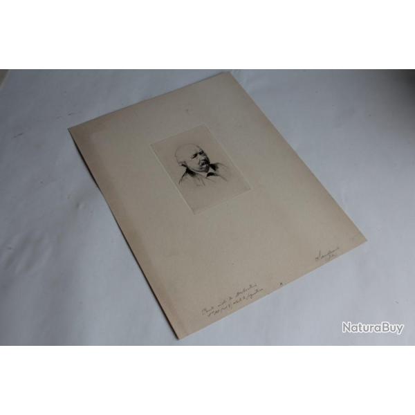Gravure Pointe sche Marcellin DESBOUTIN Portrait Jules Sandeau