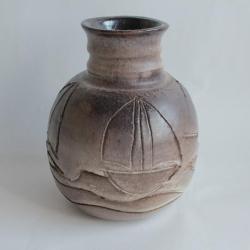 Vase céramique incisée émaillée Voiliers Bateaux