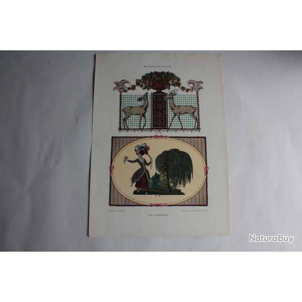 2 Estampe Dcorations murales Journal dcoration M. Schwarzer 1900
