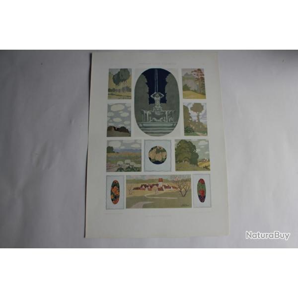 Estampe Remplissages paysagers Journal dcoration Heimo Schllkopf 1900