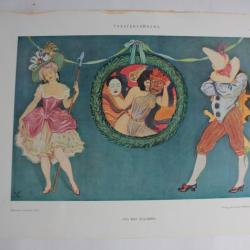 Estampe Rideau de théâtre Journal décoration Max Colombo 1900