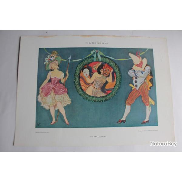 Estampe Rideau de thtre Journal dcoration Max Colombo 1900