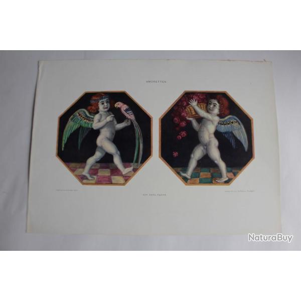 Estampe Amoureux Journal dcoration Karl Fuchs 1900