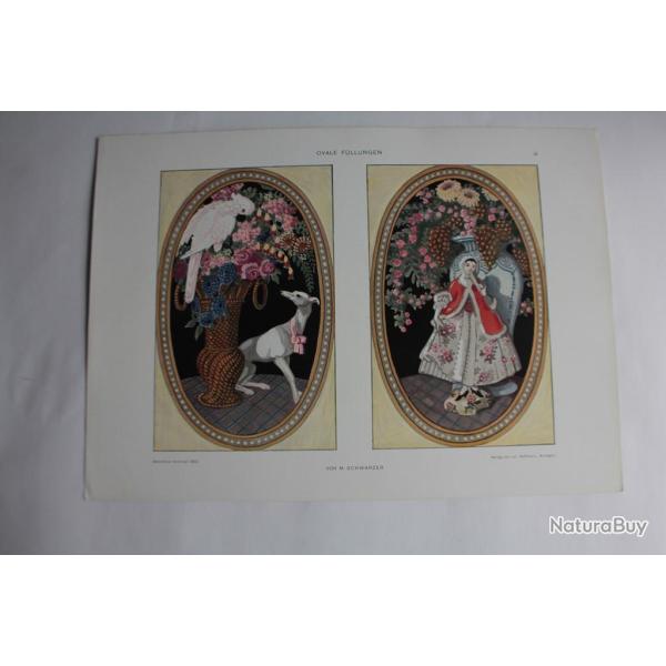 Estampe Obturations Ovales Journal dcoration M. Schwarzer 1900