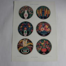 Estampe Garniture florale Journal décoration Arno Drescher 1900