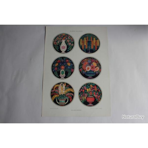 Estampe Garniture florale Journal dcoration Arno Drescher 1900