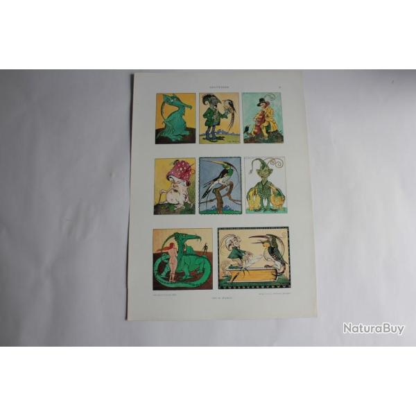 Estampe Grotesques Journal dcoration W. Mnch 1900