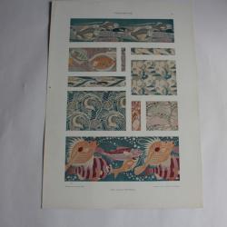 Estampe Motifs de poissons Journal décoration Louis Popineau 1900