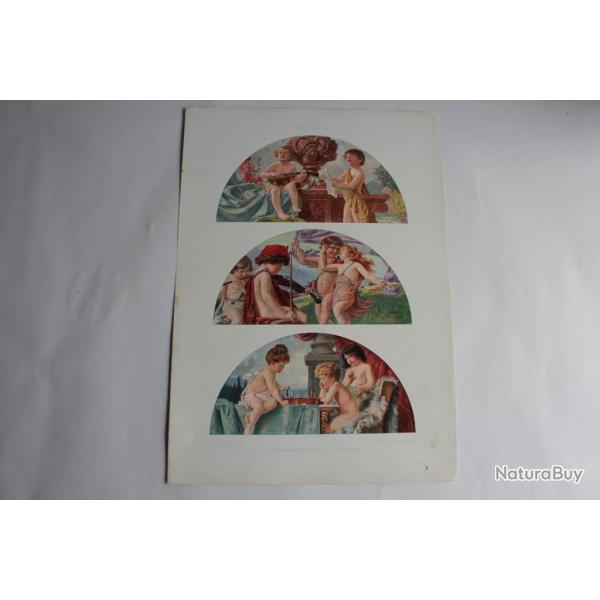 2 Estampe Enfants Lunettes Journal dcoration Jos. E. Hrwarter 1900