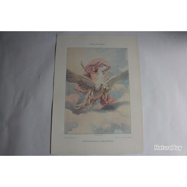 Estampe Apollon sur pgase Journal dcoration G. Sturm 1900