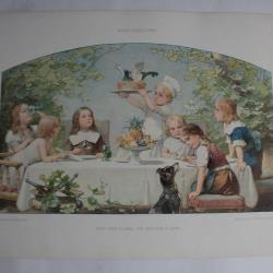 Estampe dîner d'enfants Pastorale Journal décoration G. Sturm 1900