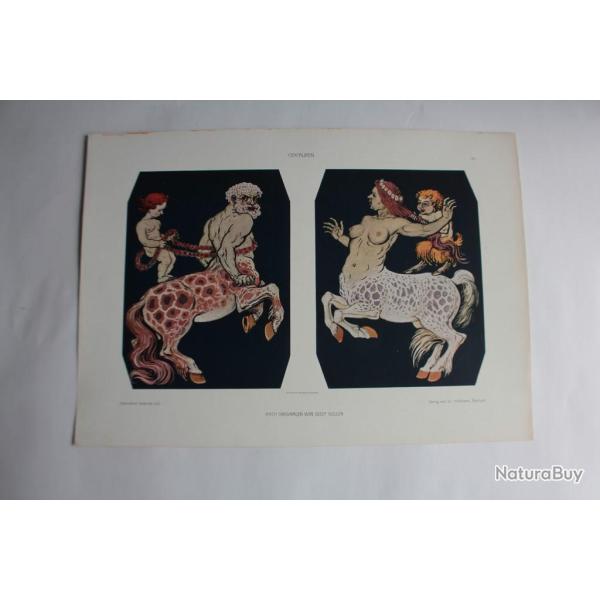 Estampe Centaures Journal dcoration Josef Goller 1900