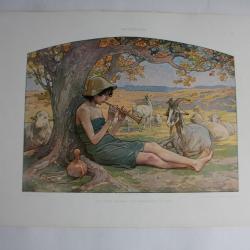 Estampe Scène Pastorale Journal décoration G. Sturm 1900
