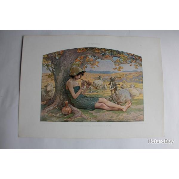 Estampe Scne Pastorale Journal dcoration G. Sturm 1900
