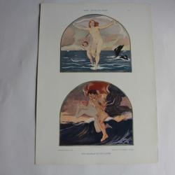 Estampe Vent zéphyr et tempête Journal décoration Max Colombo 1900