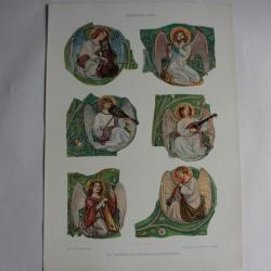 Estampe Anges Musiciens Journal décoration J.K. Becker-Gundahl 1900