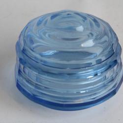 Boite à poudre cristal taillé bleu Art déco