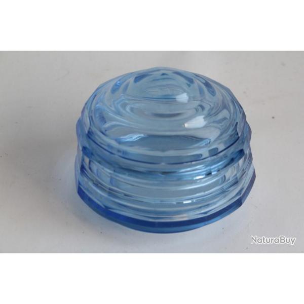 Boite � poudre cristal taill� bleu Art d�co