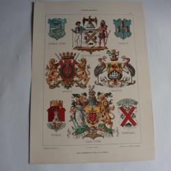 Estampe Armoiries des villes Journal décoration G. Ströhl 1900