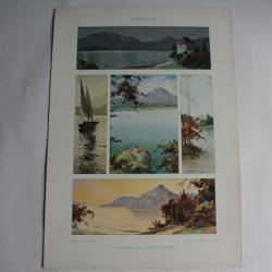 Estampe Paysages vue de l'intérieur Journal décoration Herm Schmidt 1900