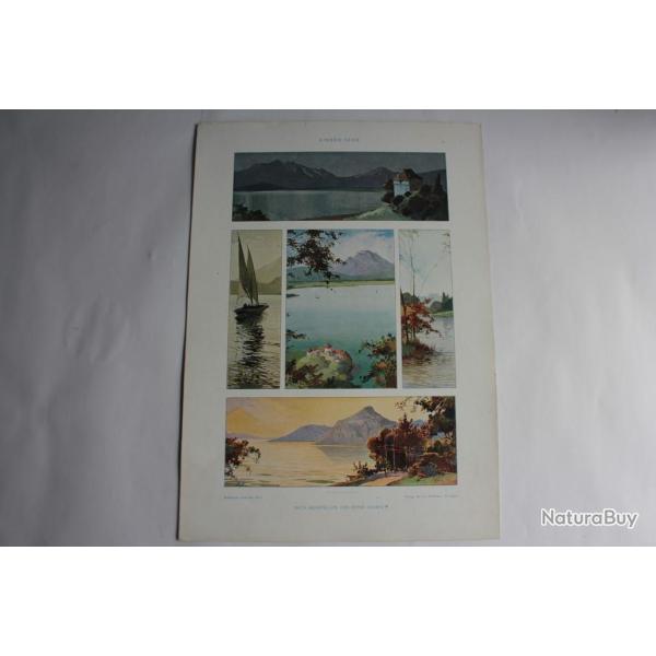 Estampe Paysages vue de l'intrieur Journal dcoration Herm Schmidt 1900