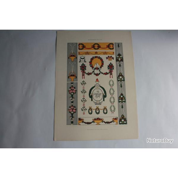 2 Estampes Motifs Biedermeier Journal dcoration Walter Caspari 1900