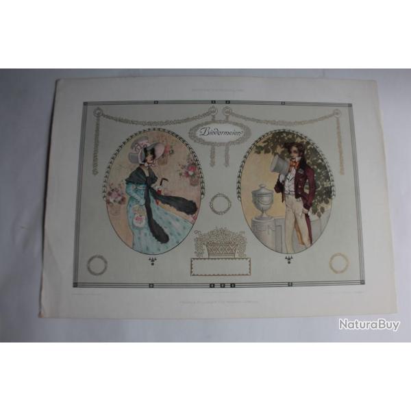 Estampe Mdaillons Biedermeier Journal dcoration Heinrich Comploj 1900
