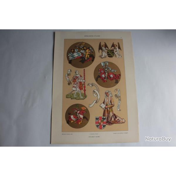 Estampe tude Hraldique Journal dcoration Adolf Closs 1900