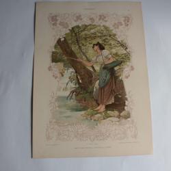 Estampe Pêcheuse Journal décoration G. Sturm 1900