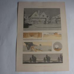 Estampe Paysages scénique Journal décoration Maurice Dufrène 1900