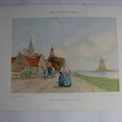 Estampe Paysage Néerlandais Journal décoration H. Cassiers 1900