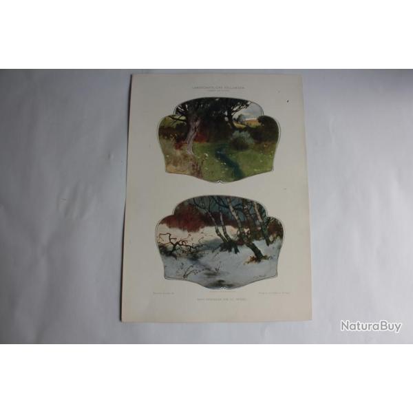 Estampe Paysages Saisonnier Journal dcoration Jul. Menzel 1900