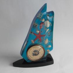 Baromètre Résine inclusion coquillages crustacés Mer