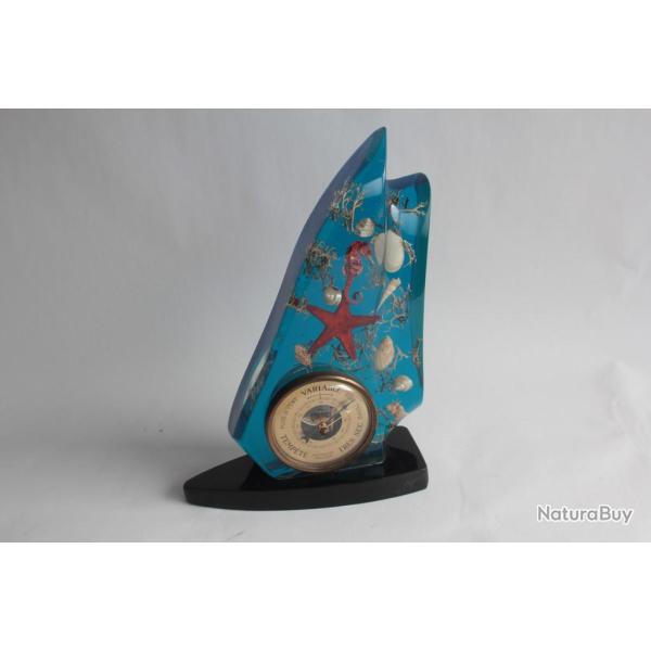 Barom�tre R�sine inclusion coquillages crustac�s Mer