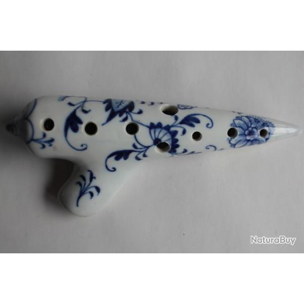 MEISSEN Ocarina porcelaine bleu et blanche