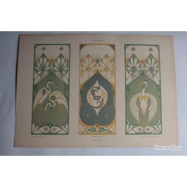 Estampe Garniture Journal dcoration A.Smit 1900