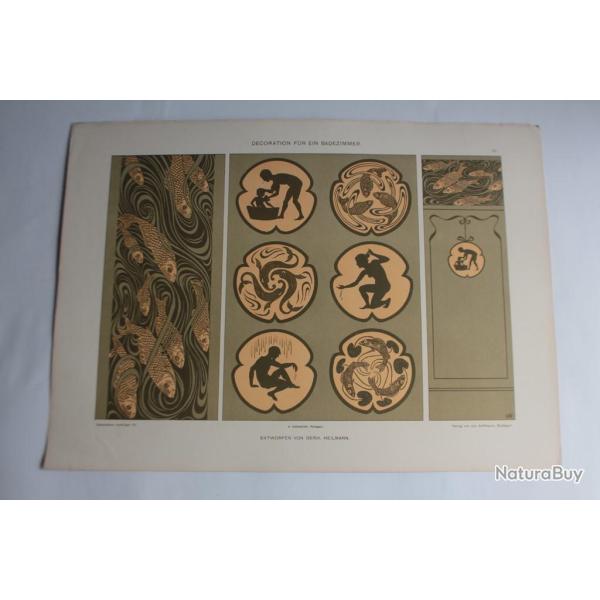 Estampe Dcorations pour Salle de bain Journal dcoration G.Heilmann 1900