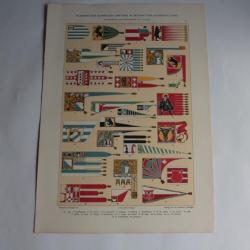 Estampe Drapeaux des Cantons Allemagne Journal décoration A. Seder 1900
