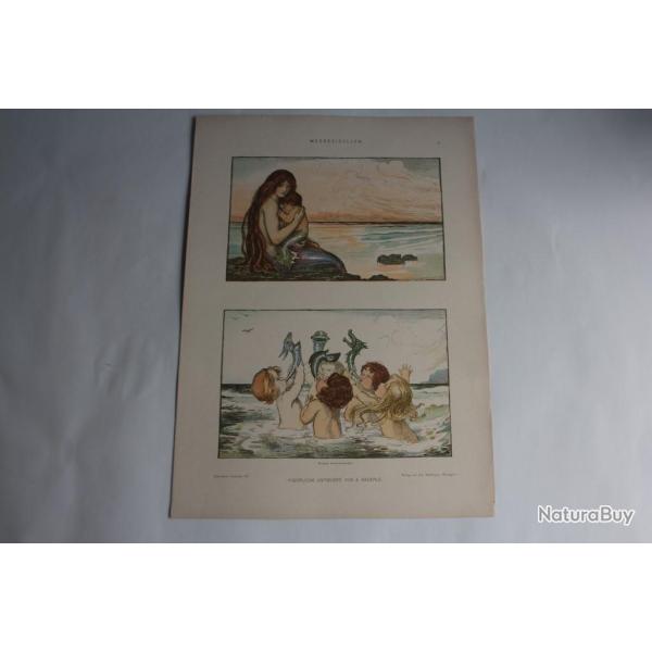 Estampe Sirnes Journal dcoration A. Bauerle 1900