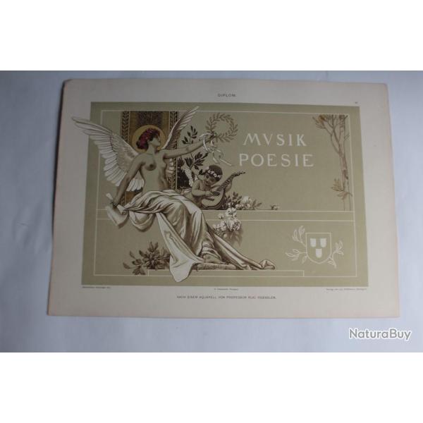 Estampe Diplme Journal dcoration Rud. Rssler 1900