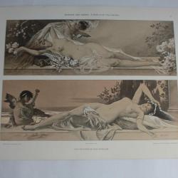 Estampe figurations du matin et soir Journal décoration Rud. Rössler 1900