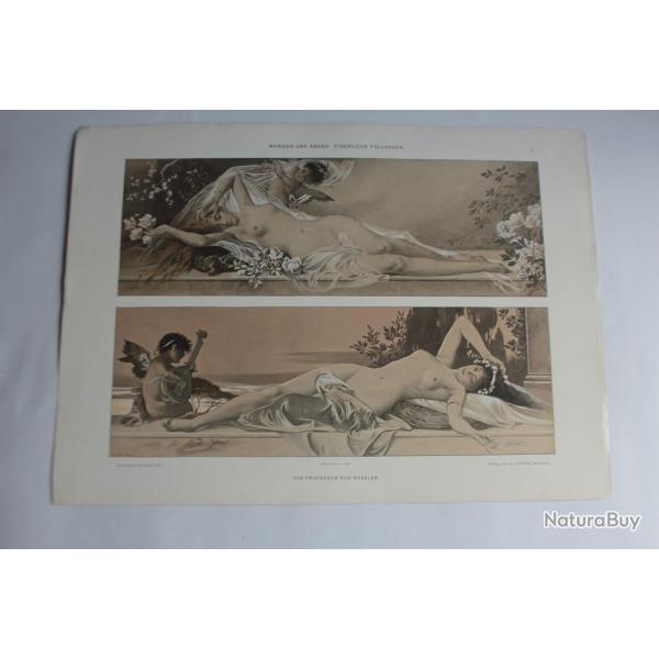 Estampe figurations du matin et soir Journal dcoration Rud. Rssler 1900