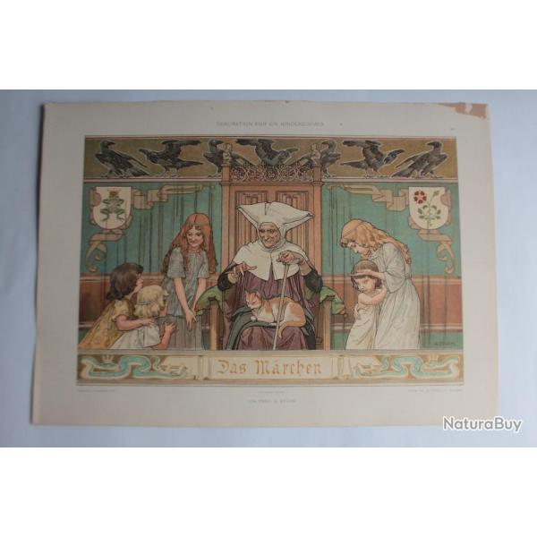 Estampe Dcoration chambre d'enfant Journal dcoration G. Sturm 1900