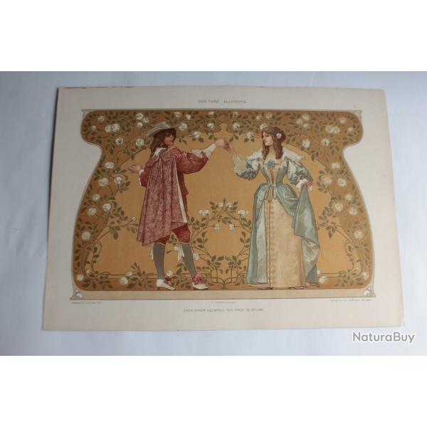Estampe Allgorie de la danse Journal dcoration G. Sturm 1900