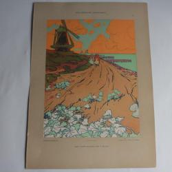 Estampe Paysages néerlandais Journal décoration R. Bacard 1900