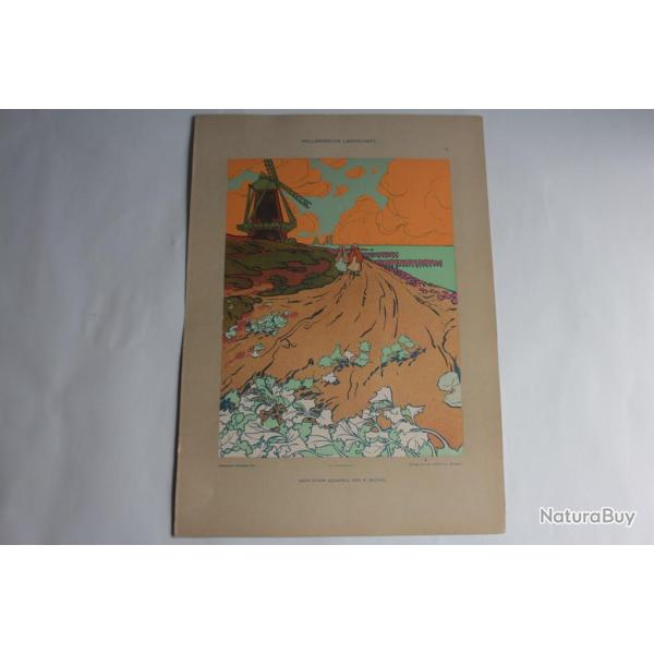 Estampe Paysages nerlandais Journal dcoration R. Bacard 1900