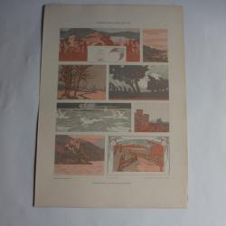 Estampe Paysages scénique Journal décoration Maurice Dufrène 1900