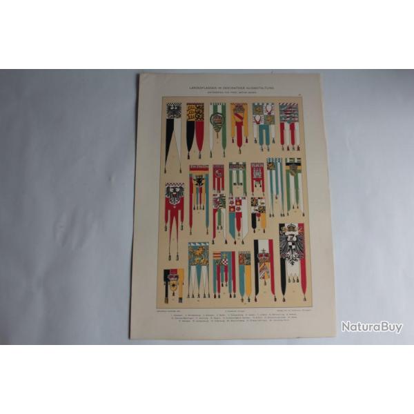 Estampe Drapeaux dcoratif Journal dcoration Anton Seder 1900
